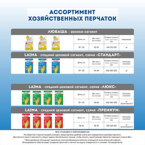 Перчатки МНОГОРАЗОВЫЕ латексные LAIMA "ЛЮКС", хлопчатобумажное напыление, ПЛОТНЫЕ, размер 6,5-7, S (малый), желтые, вес 45 г, 600569