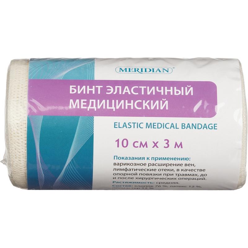 Бинт эластичный 3мх10см с застежкой Meridian